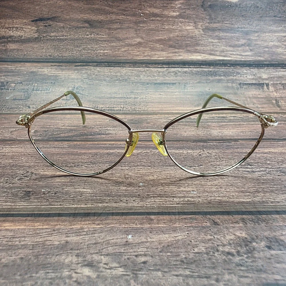 Christian Dior Vintage Gold Cat Eye Optical Glasses Frames 56-17 CD Logo